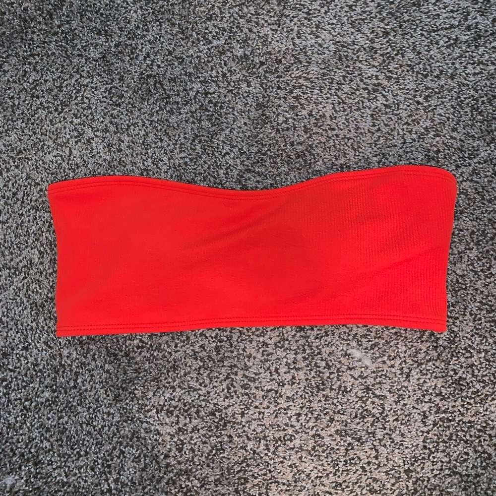 Red Strapless Bikini Top